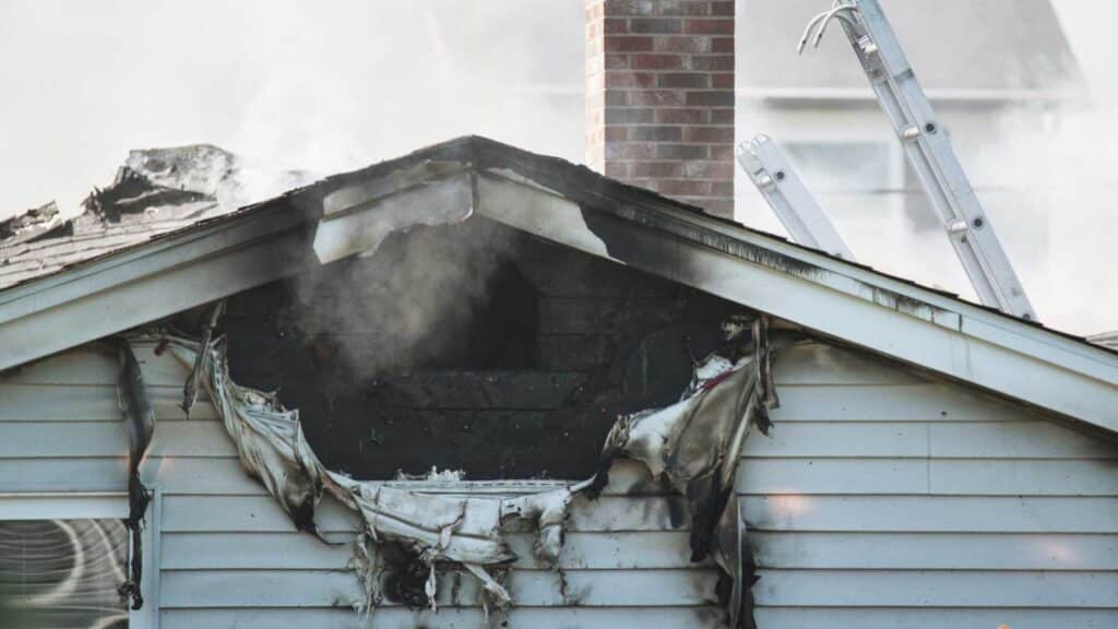 Residential home roof needing professional fire damage restoration los angeles