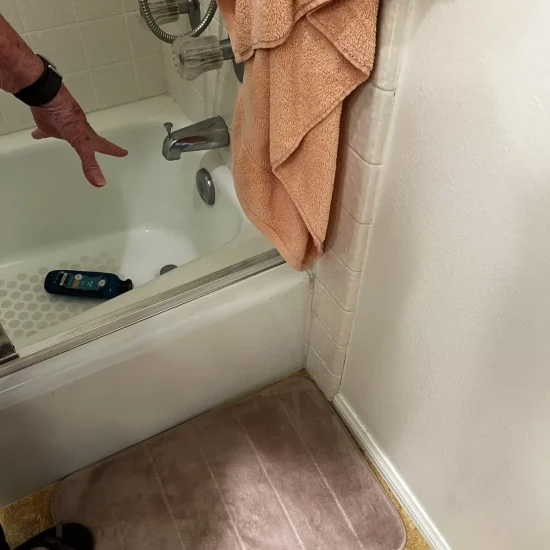 Bathroom documentation showing water damage requiring professional restoration and mold remediation services