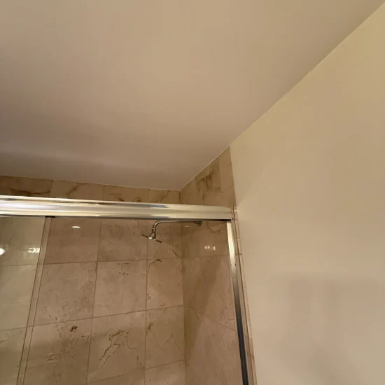 Professional bathroom restoration showing luxury finishes and modern fixtures after mold remediation